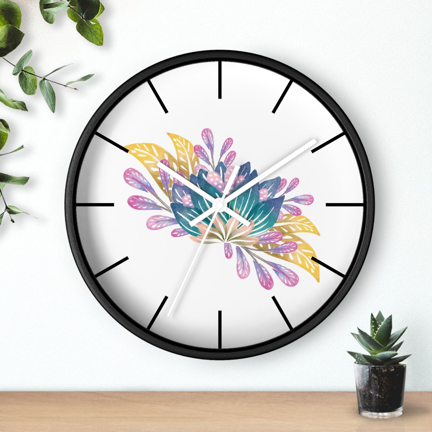 Blue Flower Wall Clock, Blue Floral Wall Clock - Ultra Line