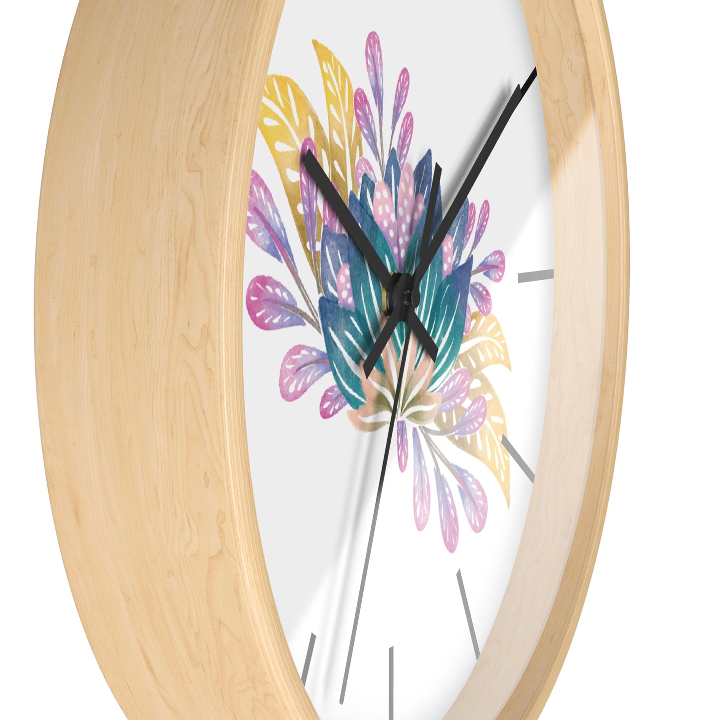 Blue Flower Wall Clock, Blue Floral Wall Clock - Ultra Line