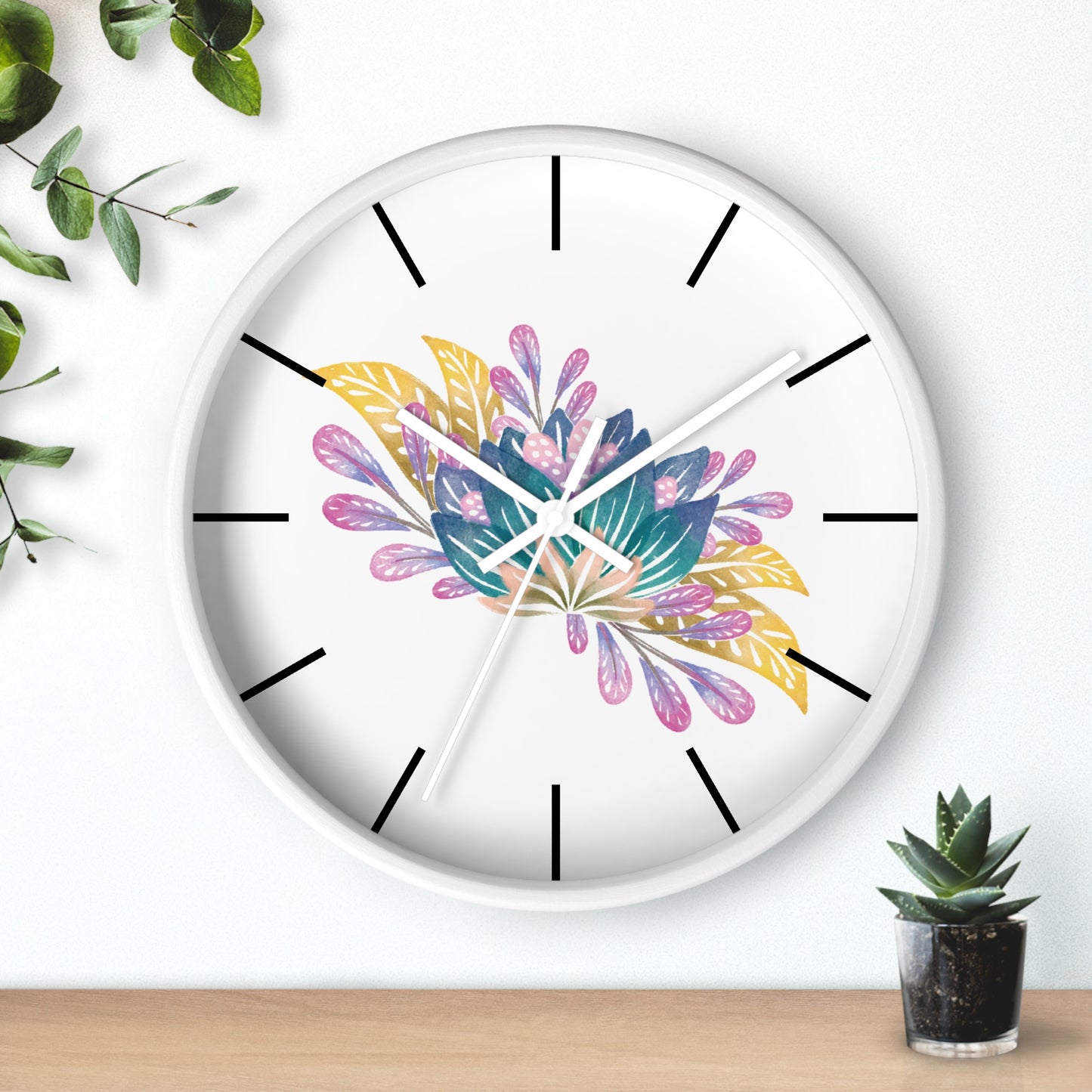Blue Flower Wall Clock, Blue Floral Wall Clock - Ultra Line