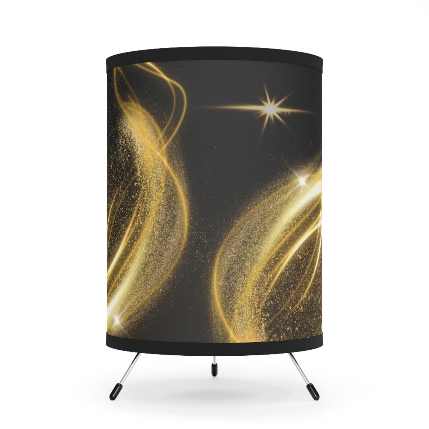 Golden Tripod Lamp with High-Res Printed Shade, US\CA plug, Tripod Gold Floor Lamp - Ultra Line