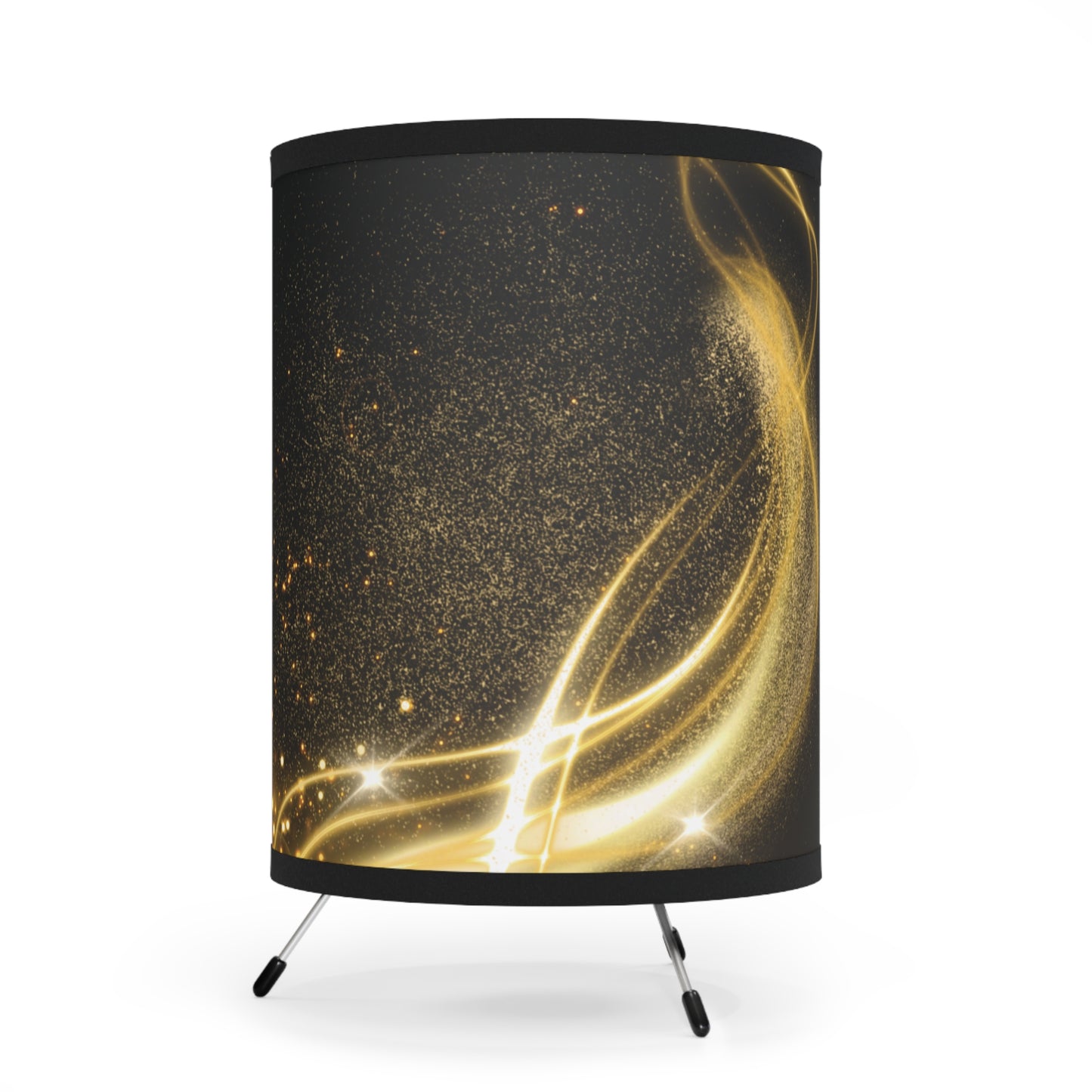Golden Tripod Lamp with High-Res Printed Shade, US\CA plug, Tripod Gold Floor Lamp - Ultra Line