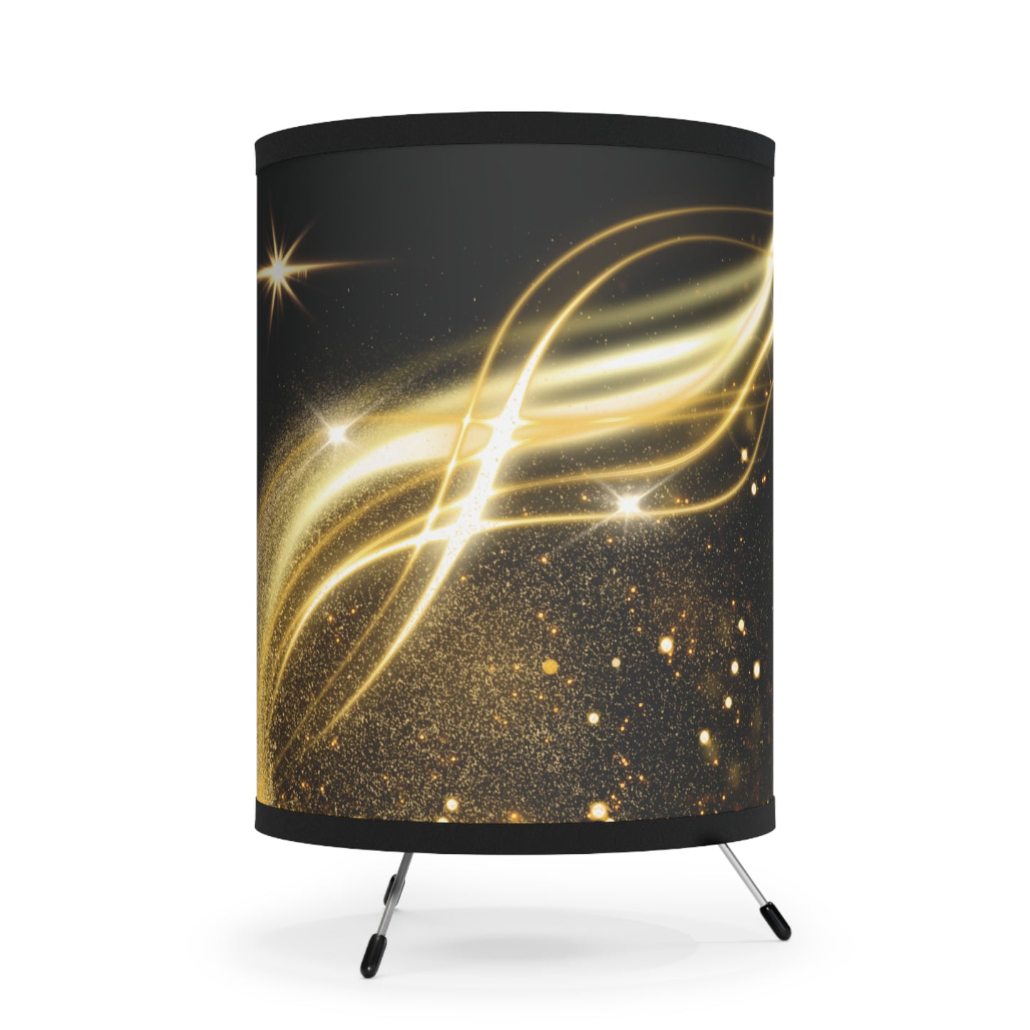 Golden Tripod Lamp with High-Res Printed Shade, US\CA plug, Tripod Gold Floor Lamp - Ultra Line