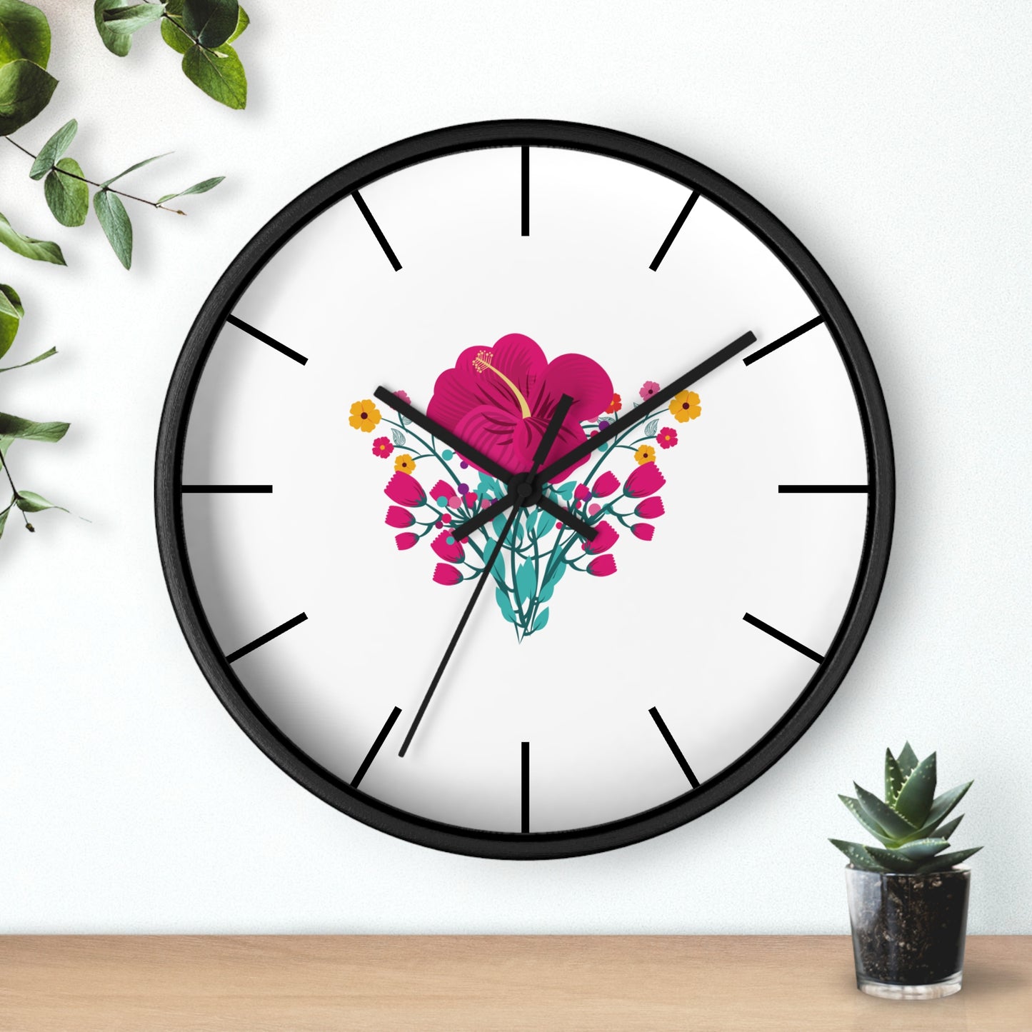 Red Rose Wall Clock, Wall Clock Red Colour - Ultra Line