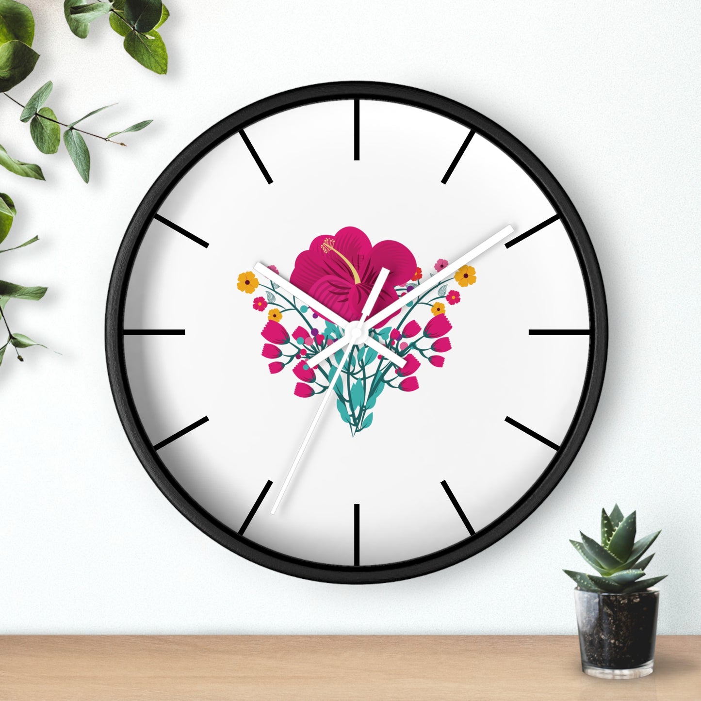Red Rose Wall Clock, Wall Clock Red Colour - Ultra Line