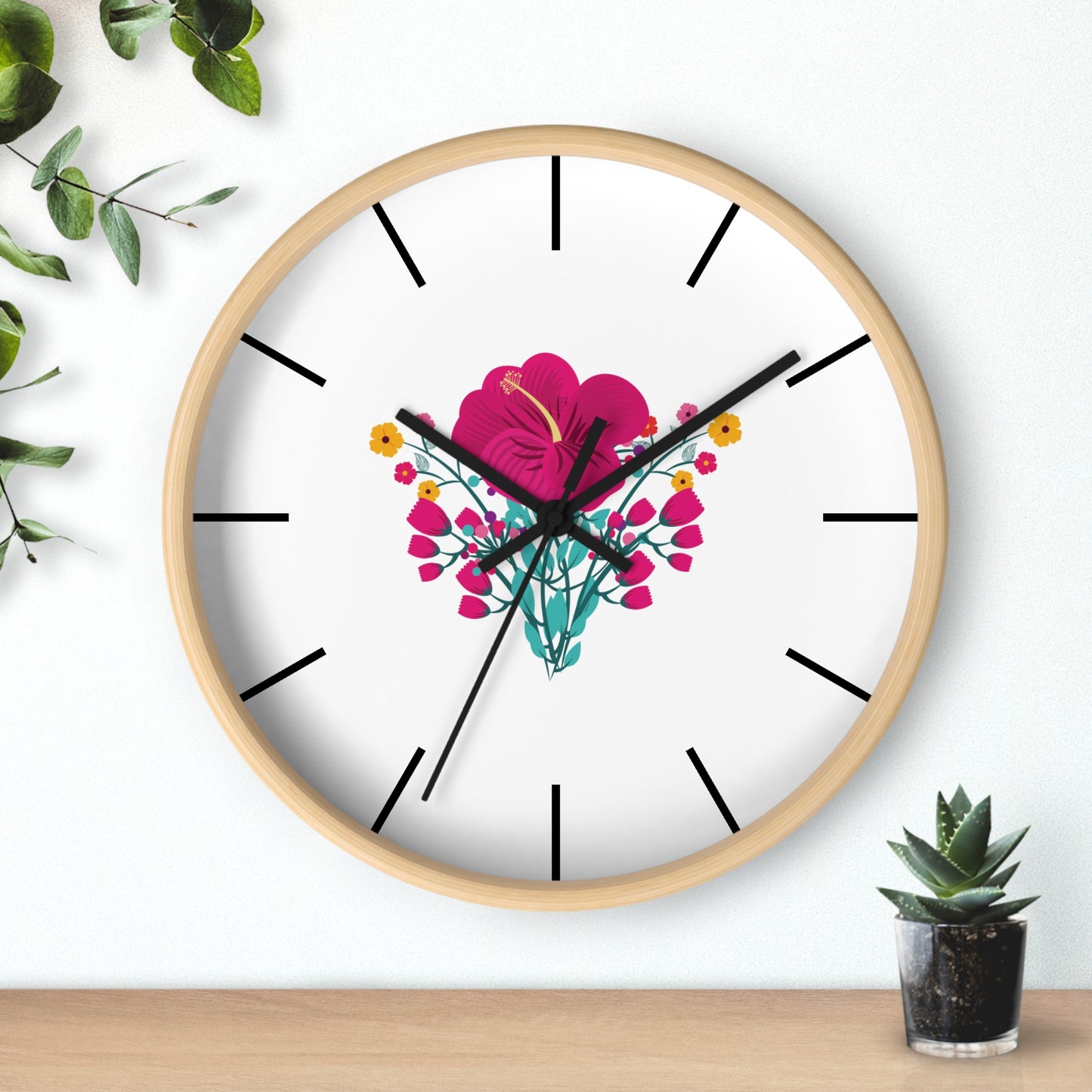 Red Rose Wall Clock, Wall Clock Red Colour - Ultra Line