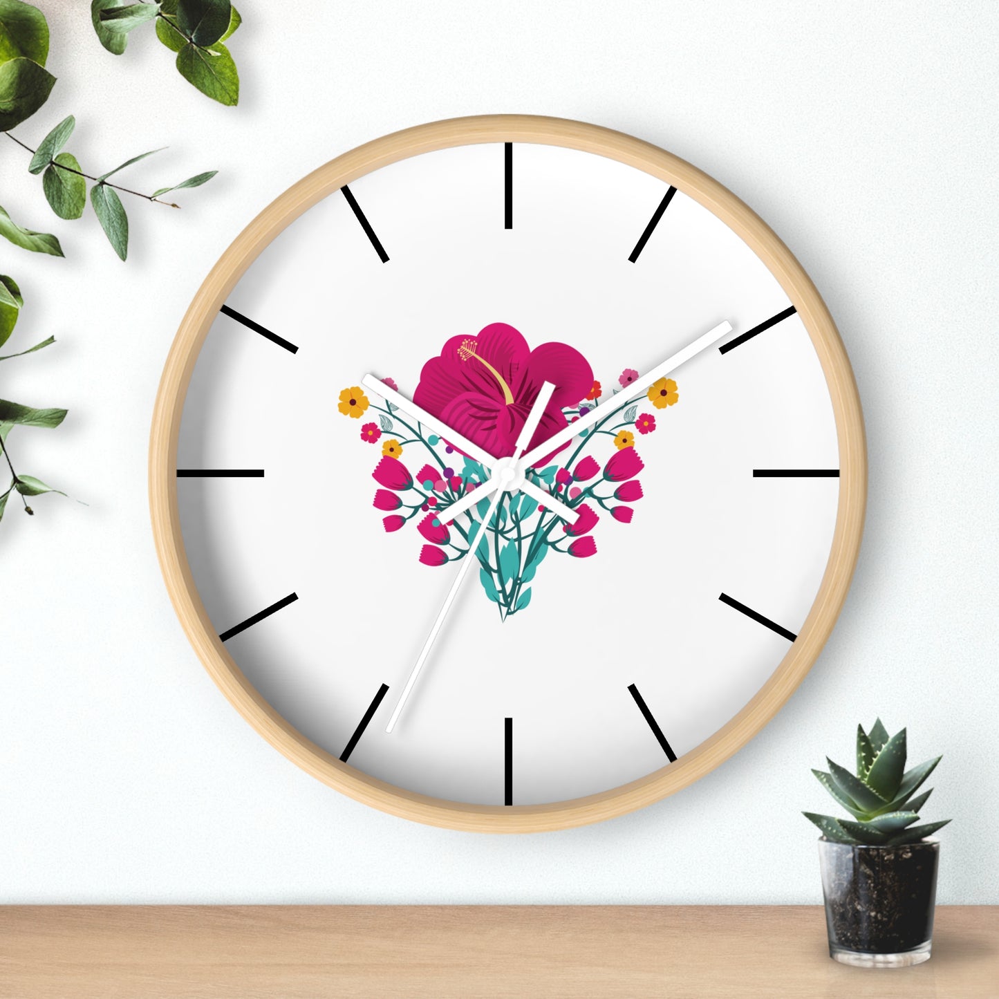 Red Rose Wall Clock, Wall Clock Red Colour - Ultra Line