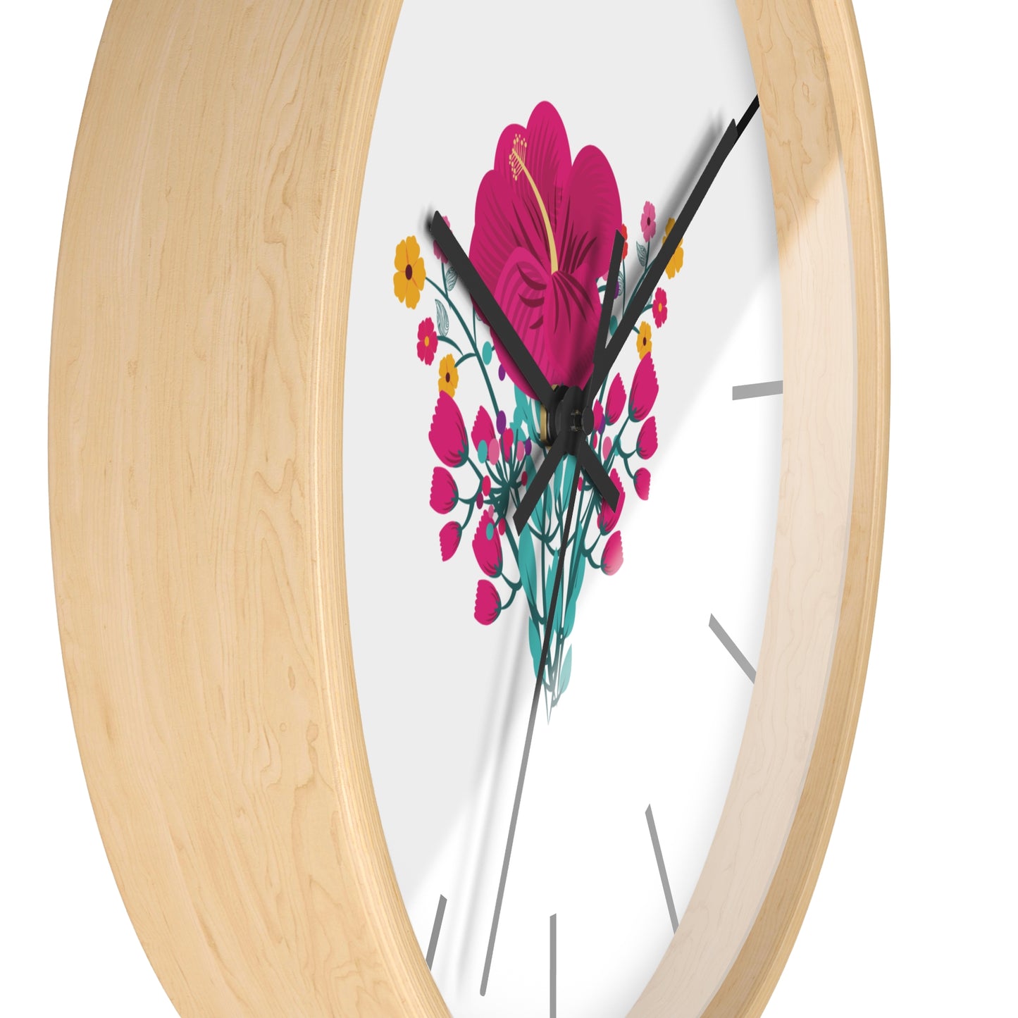 Red Rose Wall Clock, Wall Clock Red Colour - Ultra Line