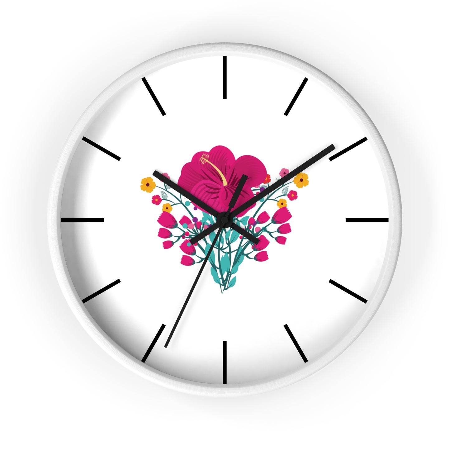 Red Rose Wall Clock, Wall Clock Red Colour - Ultra Line