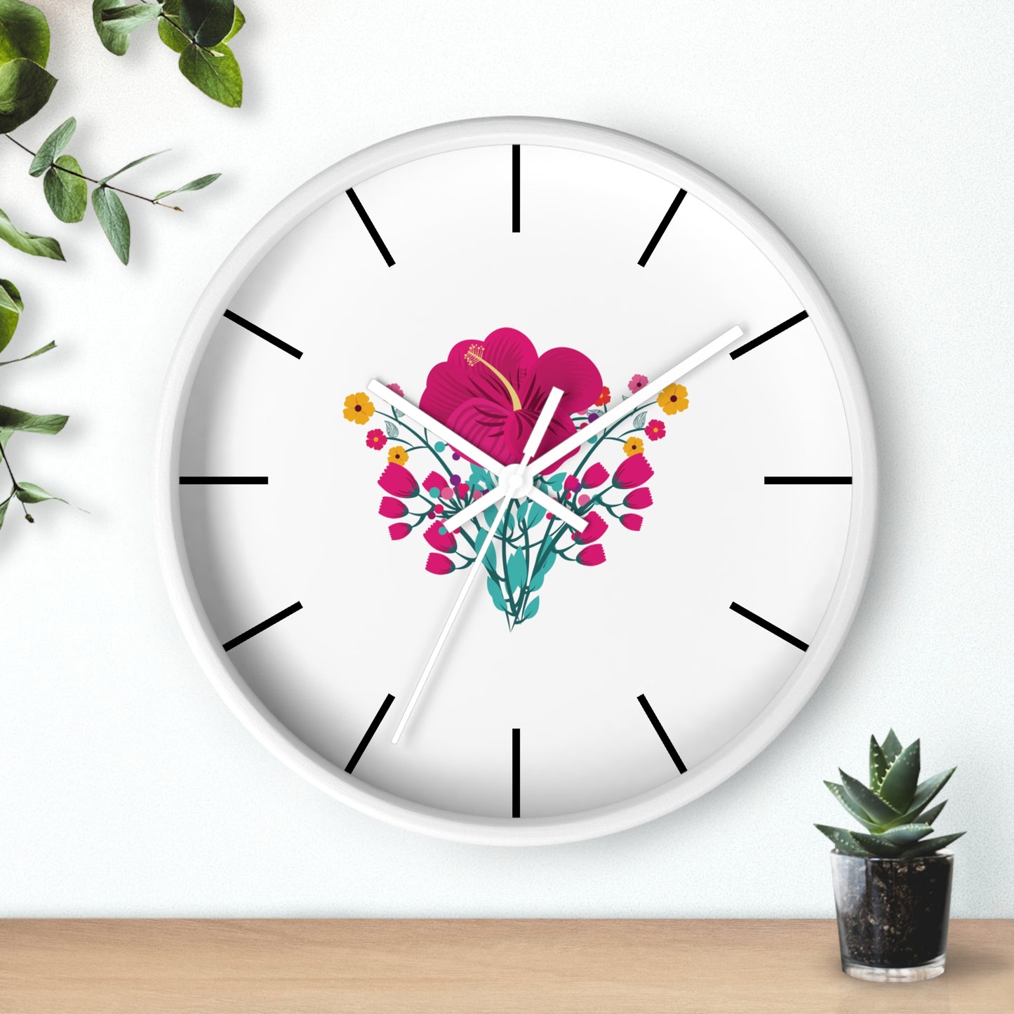 Red Rose Wall Clock, Wall Clock Red Colour - Ultra Line