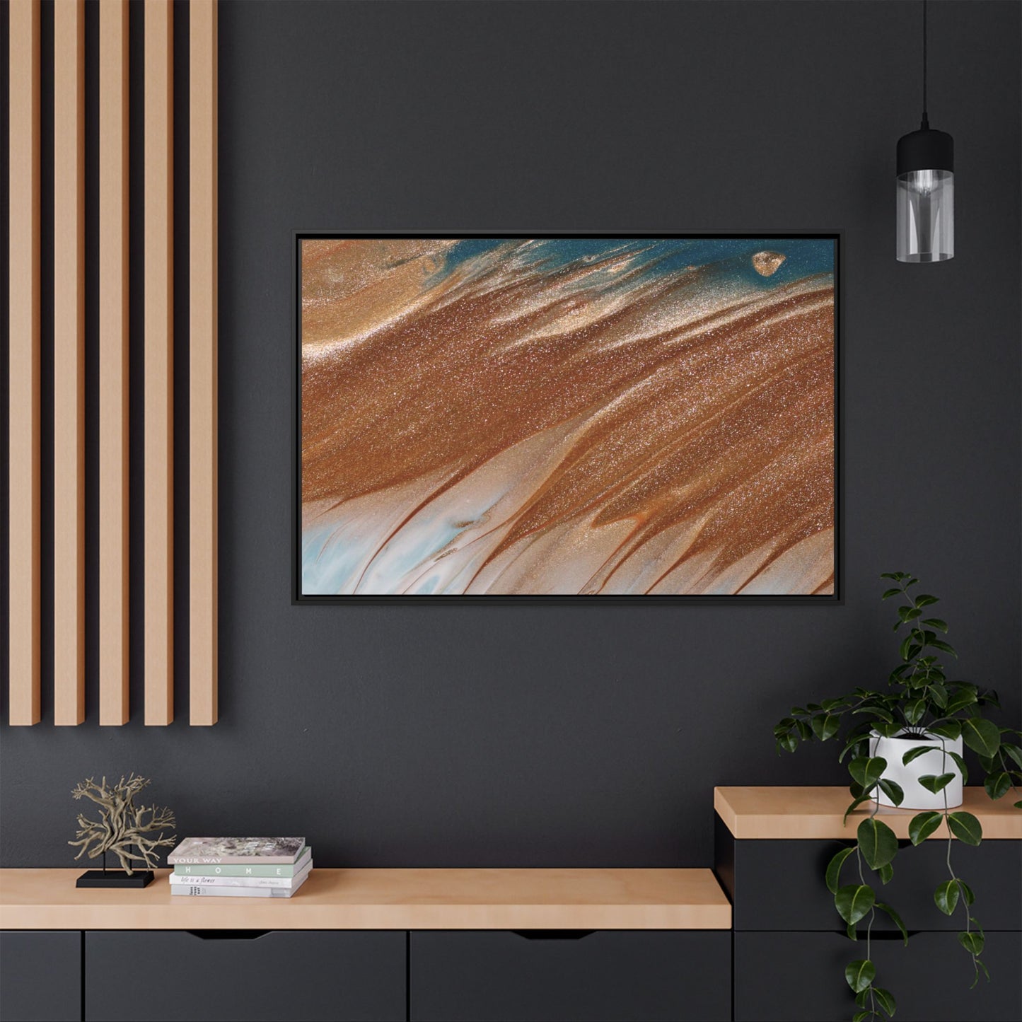 Beige Designed Matte Canvas, Black Frame, Beige Canvas Art - Ultra Line