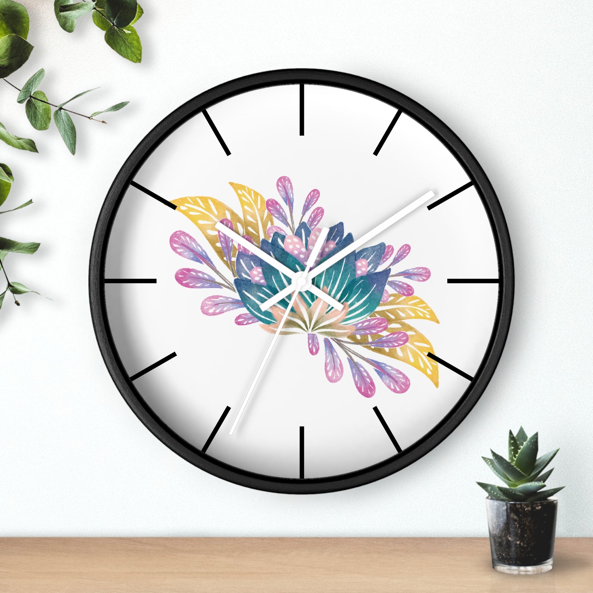 Blue Flower Wall Clock, Blue Floral Wall Clock - Ultra Line