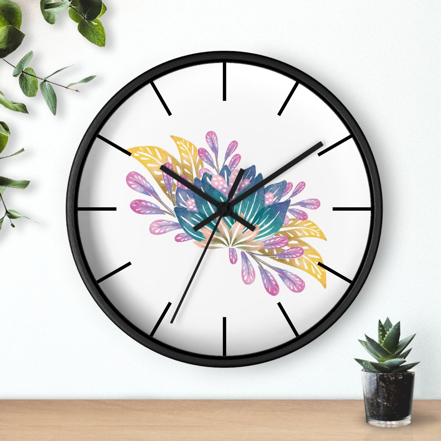 Blue Flower Wall Clock, Blue Floral Wall Clock - Ultra Line