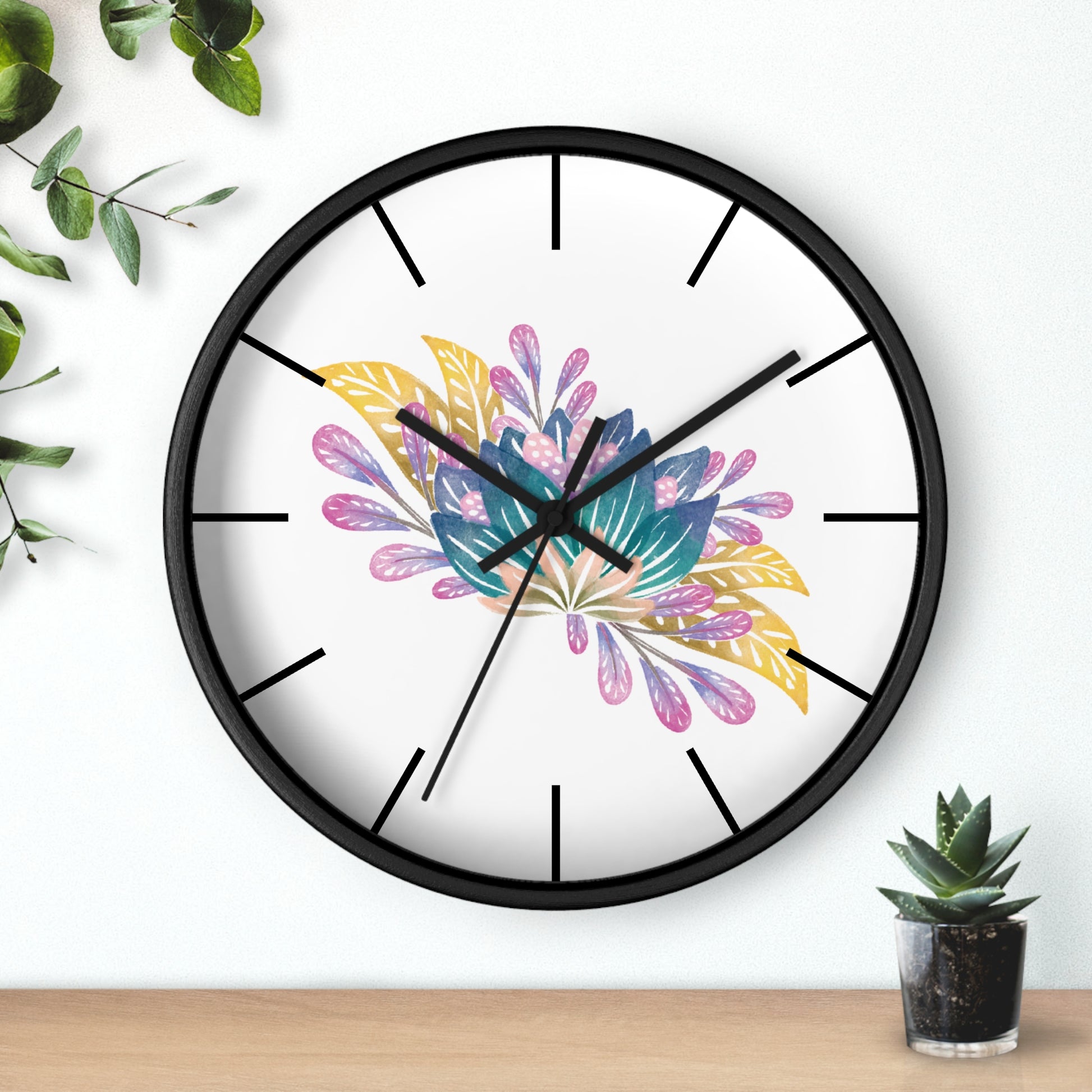 Blue Flower Wall Clock, Blue Floral Wall Clock - Ultra Line