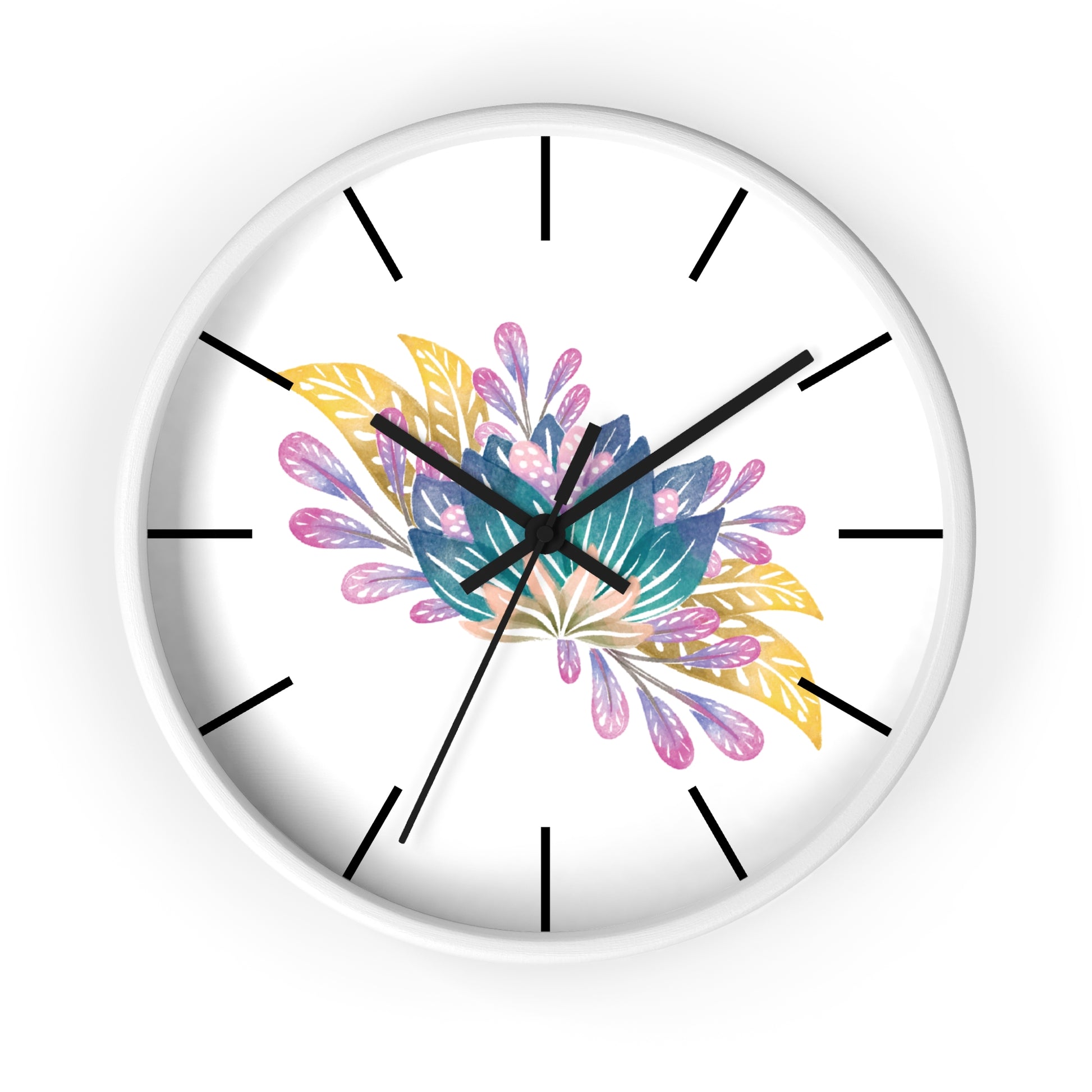 Blue Flower Wall Clock, Blue Floral Wall Clock - Ultra Line