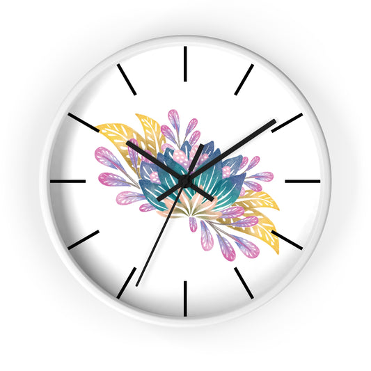 Blue Flower Wall Clock, Blue Floral Wall Clock - Ultra Line