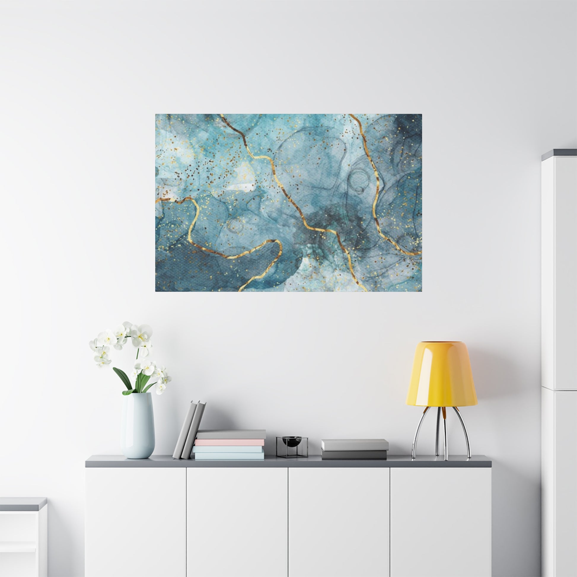 Blue Marble Matte Canvas, Stretched, 1.25", Marble Art on Canvas - Ultra Line