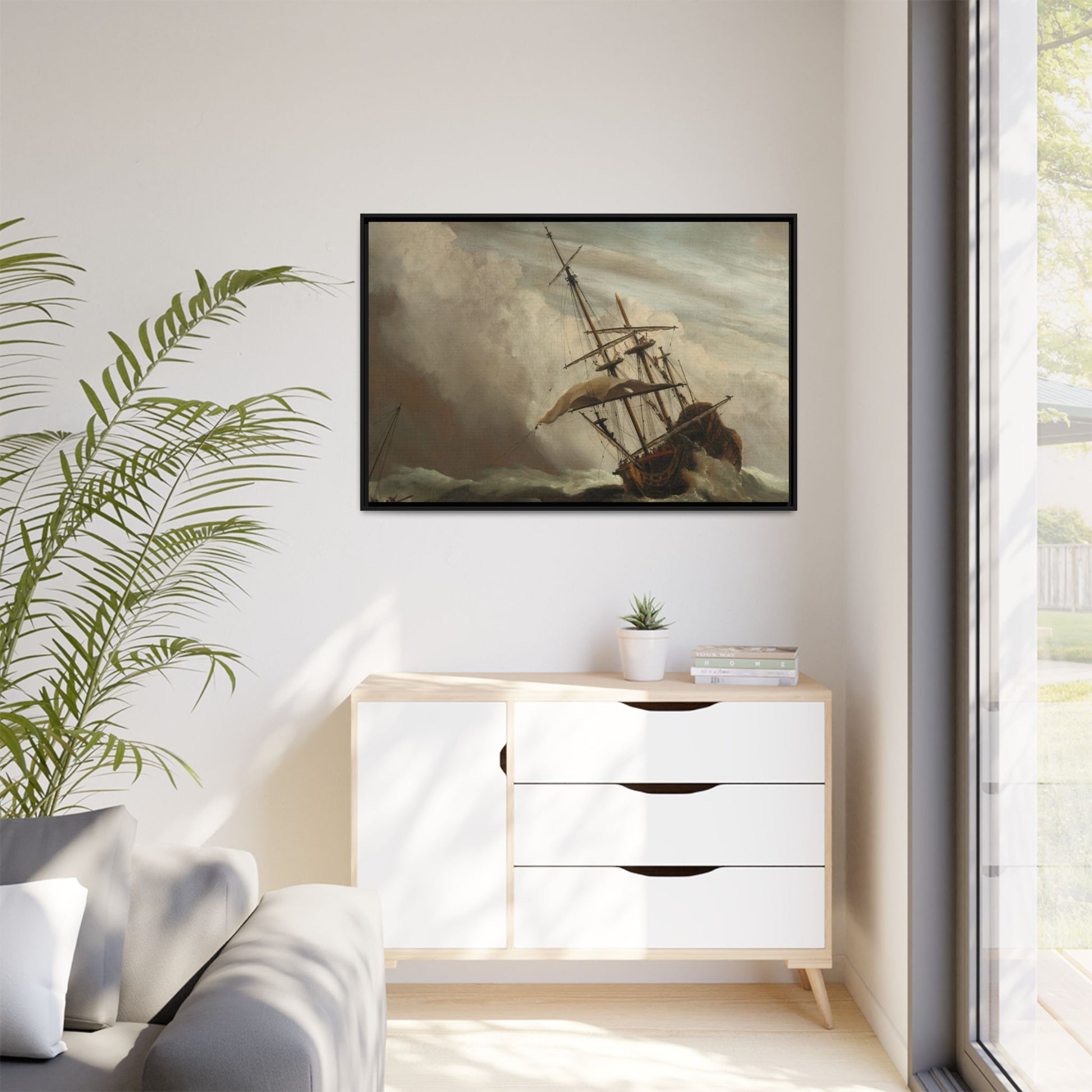 Boat Matte Canvas, Black Frame, Wall Art of Boats - Ultra Line
