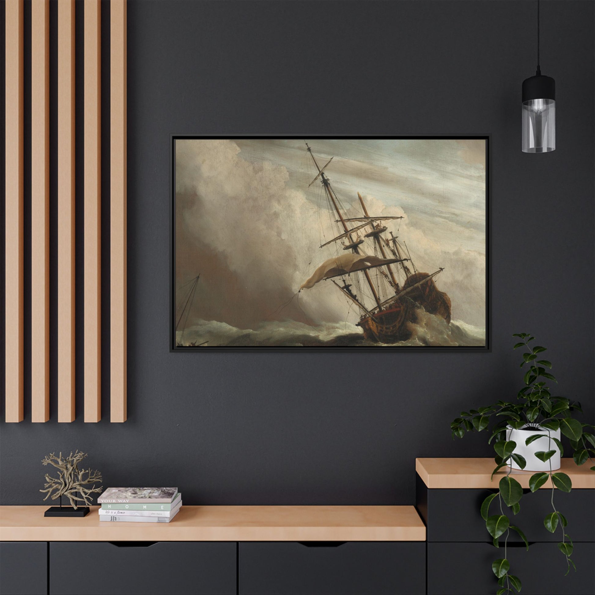 Boat Matte Canvas, Black Frame, Wall Art of Boats - Ultra Line