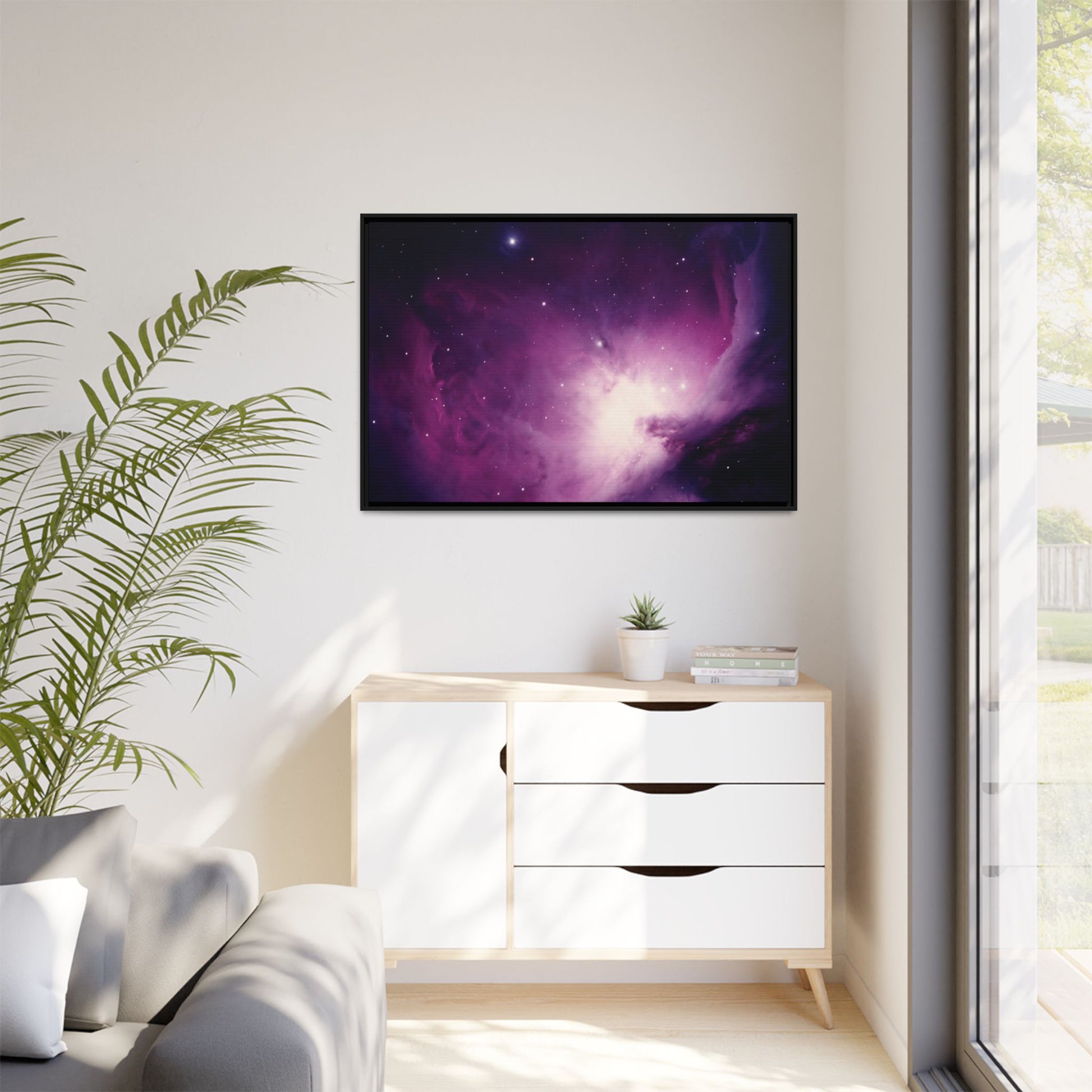Purple Sky Matte Canvas, Black Frame, Purple Sky Canvas Painting - Ultra Line