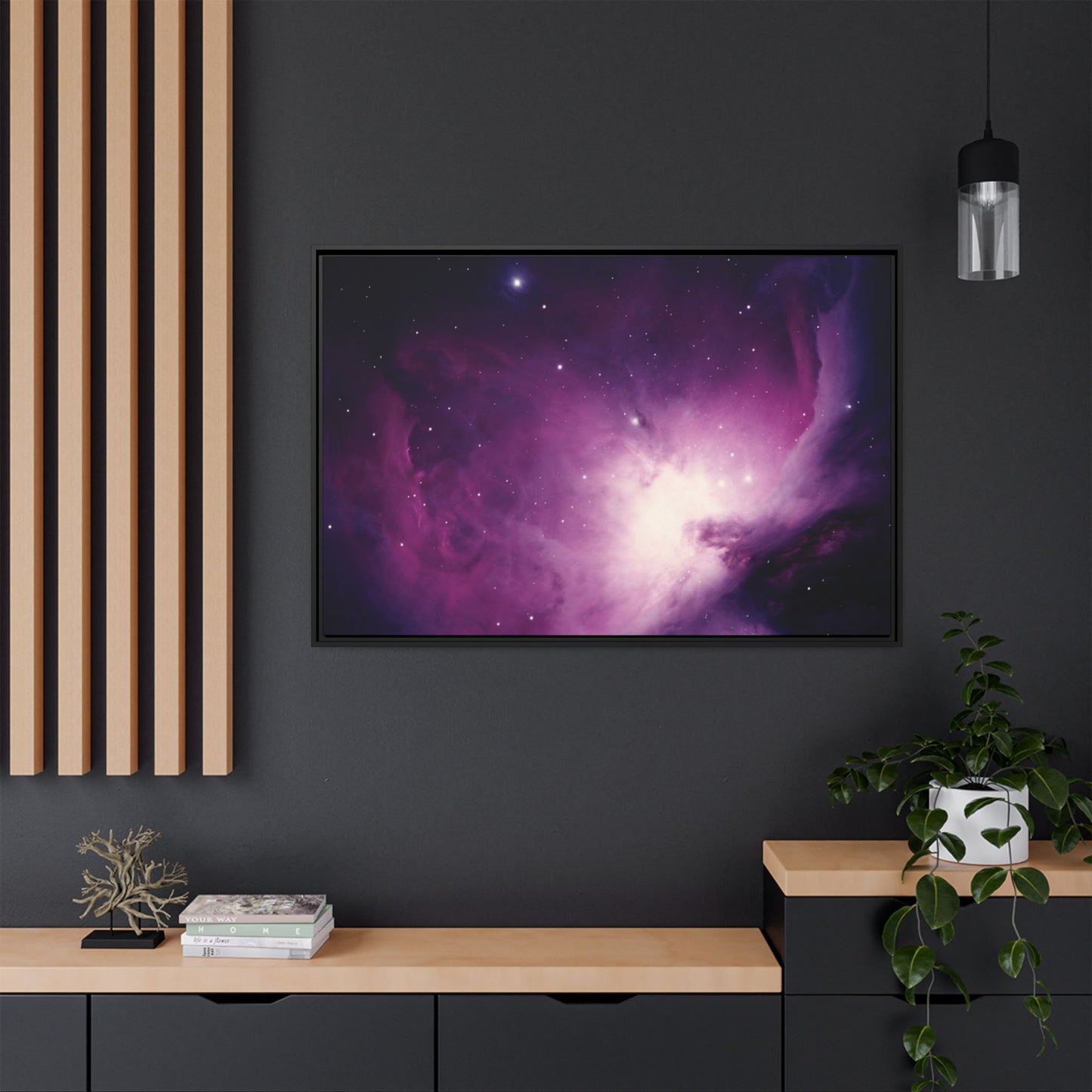 Purple Sky Matte Canvas, Black Frame, Purple Sky Canvas Painting - Ultra Line