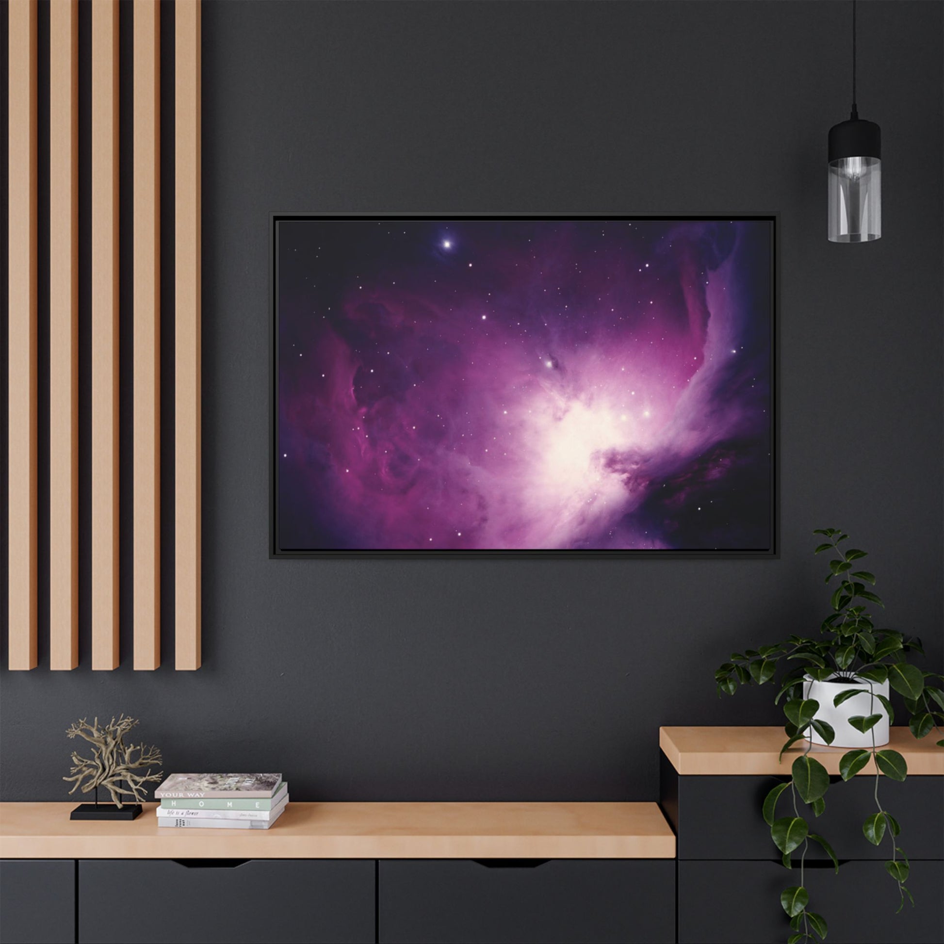 Purple Sky Matte Canvas, Black Frame, Purple Sky Canvas Painting - Ultra Line