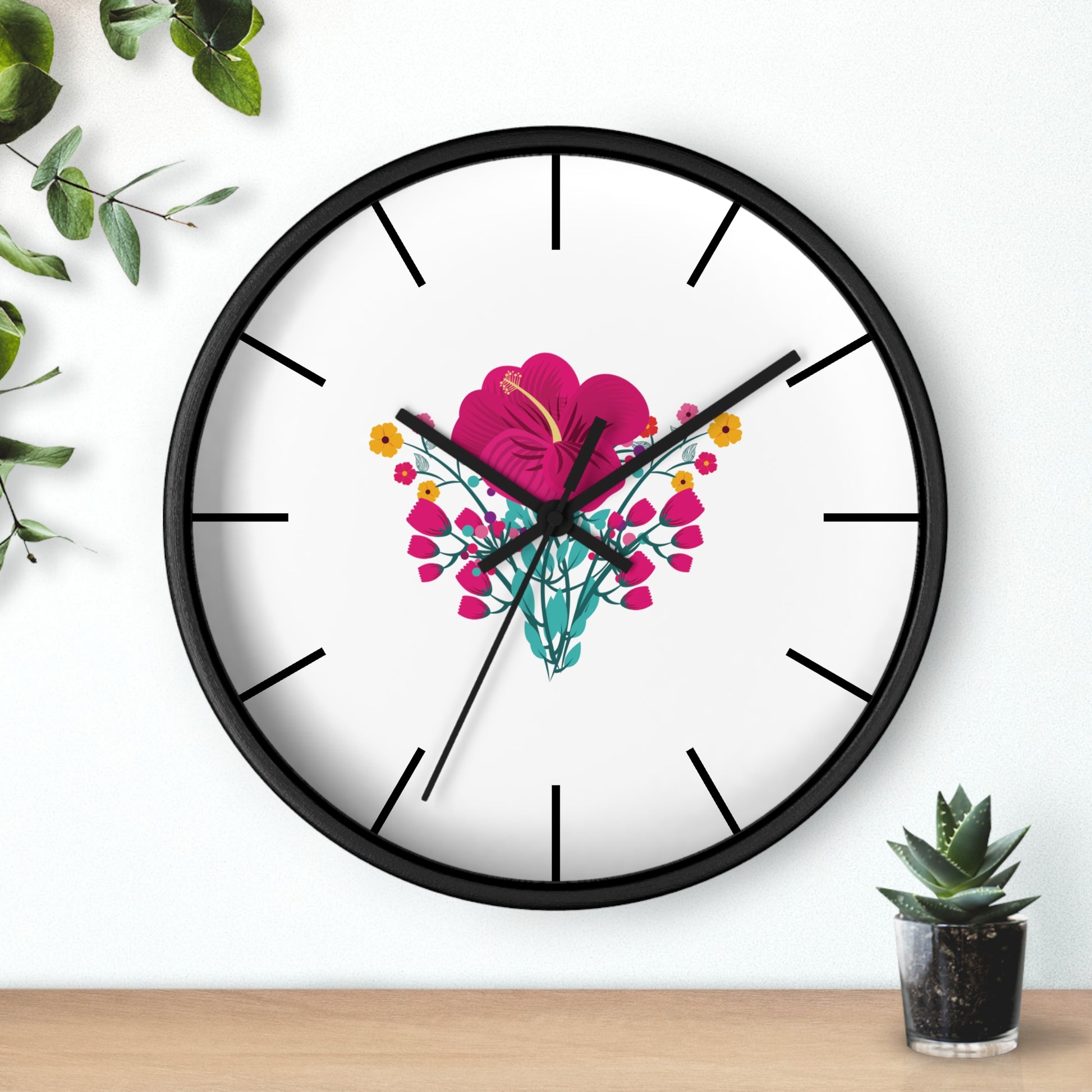 Red Rose Wall Clock, Wall Clock Red Colour - Ultra Line