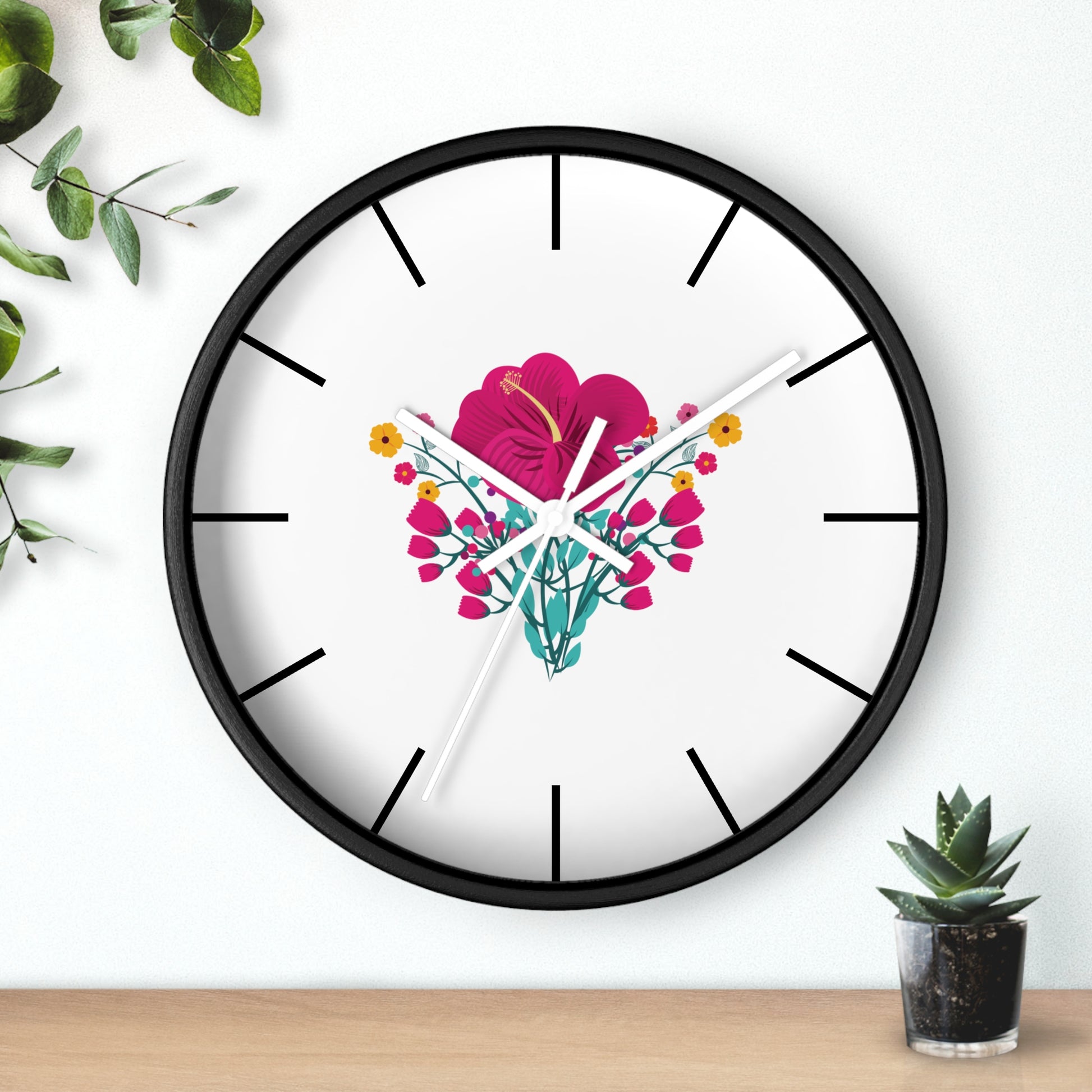 Red Rose Wall Clock, Wall Clock Red Colour - Ultra Line