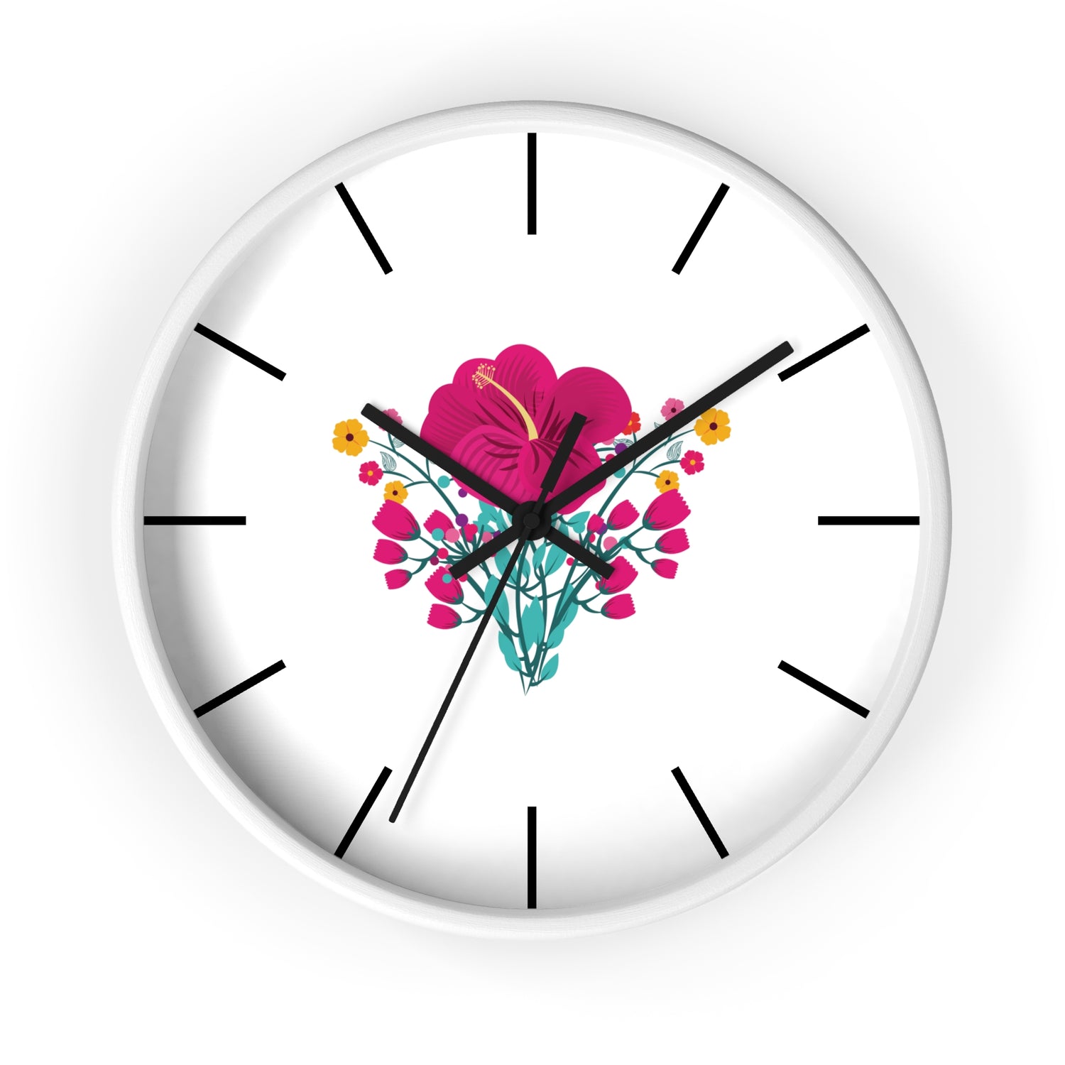 Red Rose Wall Clock, Wall Clock Red Colour - Ultra Line