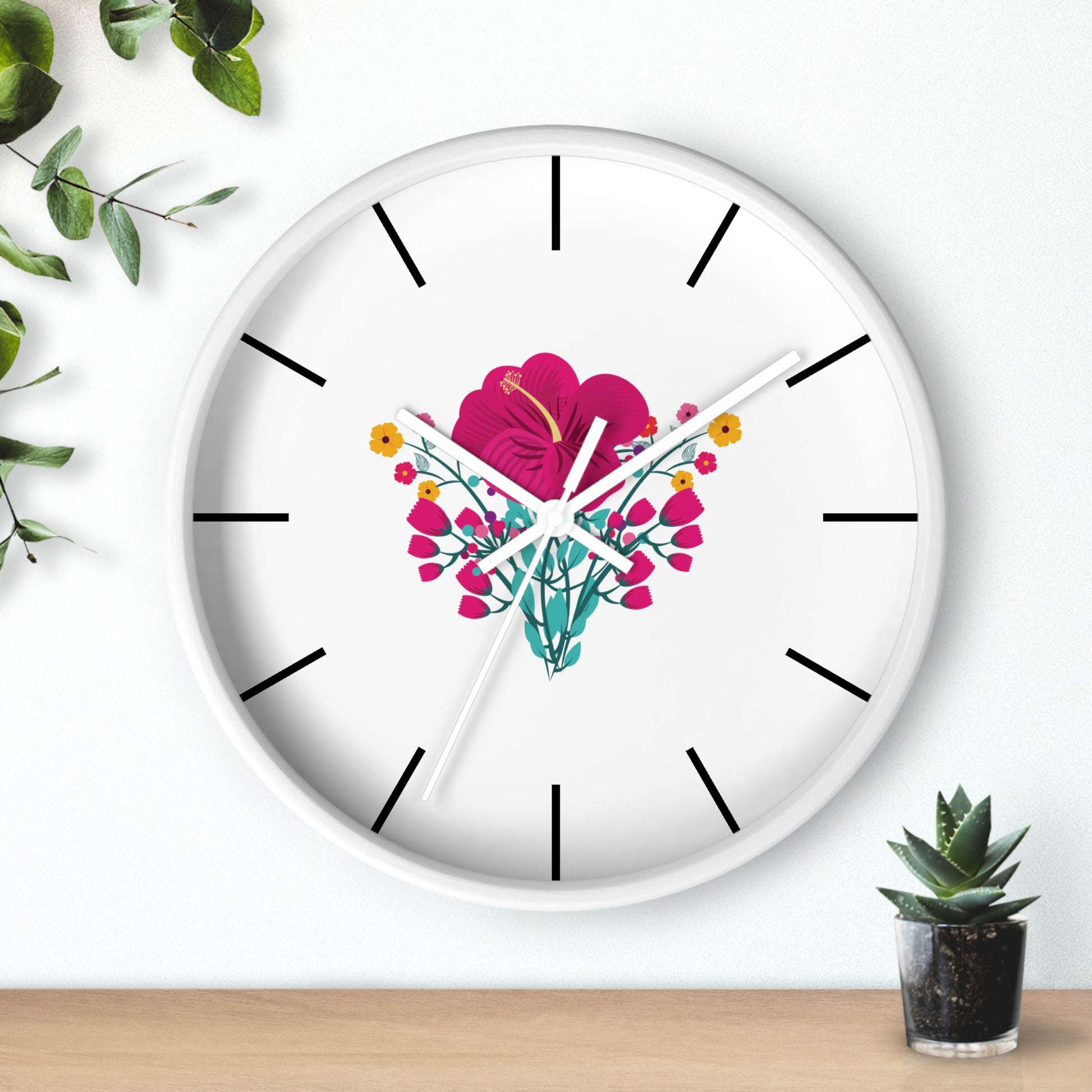 Red Rose Wall Clock, Wall Clock Red Colour - Ultra Line